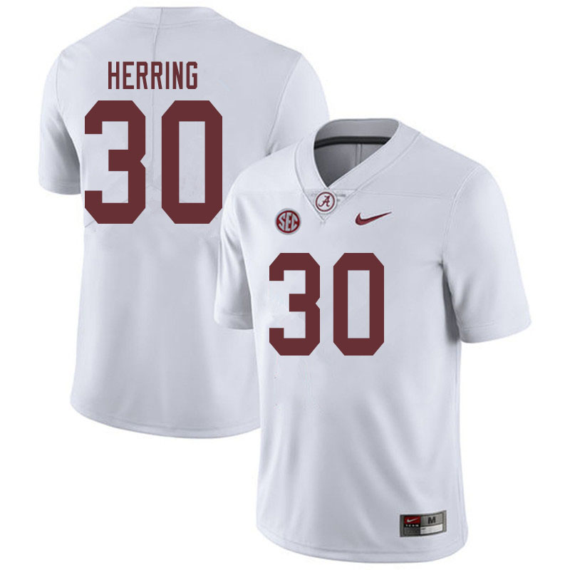 Alabama Crimson Tide Men's Chris Herring #30 White NCAA Nike Authentic Stitched 2019 College Football Jersey OQ16Z44VU
